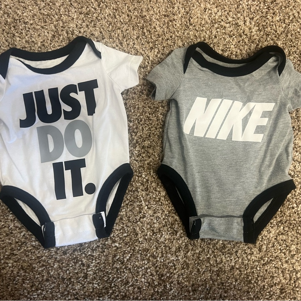 Nike White and Gray Bodysuits Just Do It and Logo Design